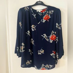 Blue Floral Long Sleeve Shirt